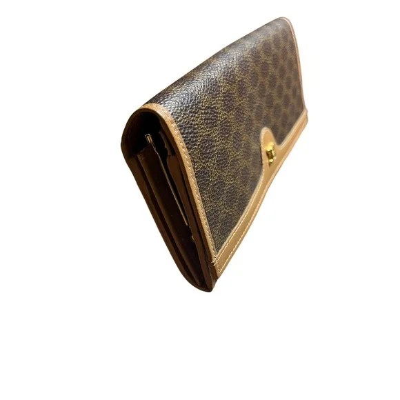 Celine Macadam Triomphe Wallet Brown Coated Canvas Vintage M10 Made in Italy - Picture 2 of 11